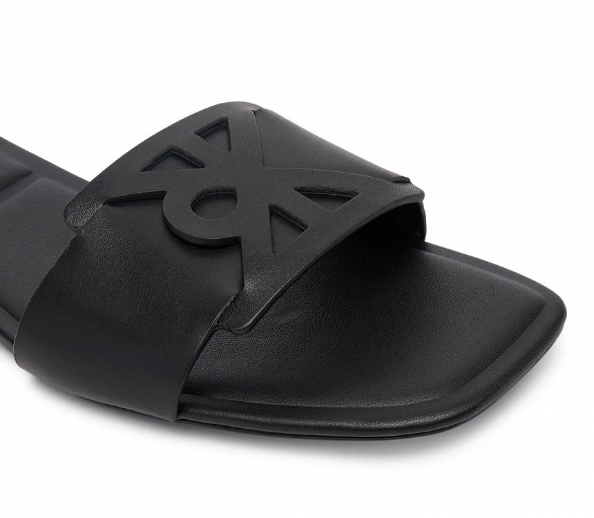 Calvin Klein Γυναικείο Δερμάτινο Flat Sandal HW0HW03128 0GJ Μαύρο