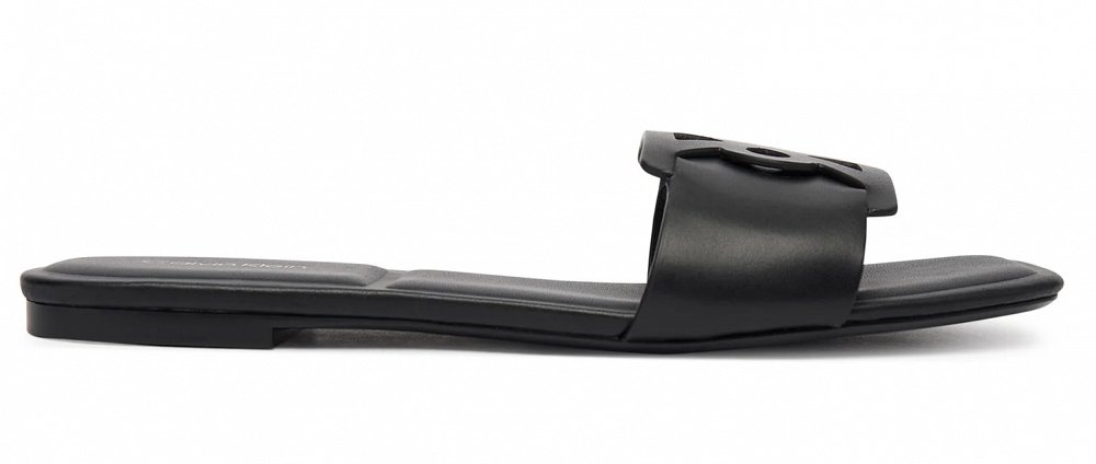 Calvin Klein Γυναικείο Δερμάτινο Flat Sandal HW0HW03128 0GJ Μαύρο