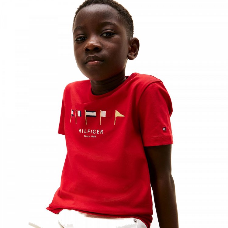 Tommy Hilfiger Παιδικό T-Shirt Για Αγόρια KB0KB09532 XLG Κόκκινο