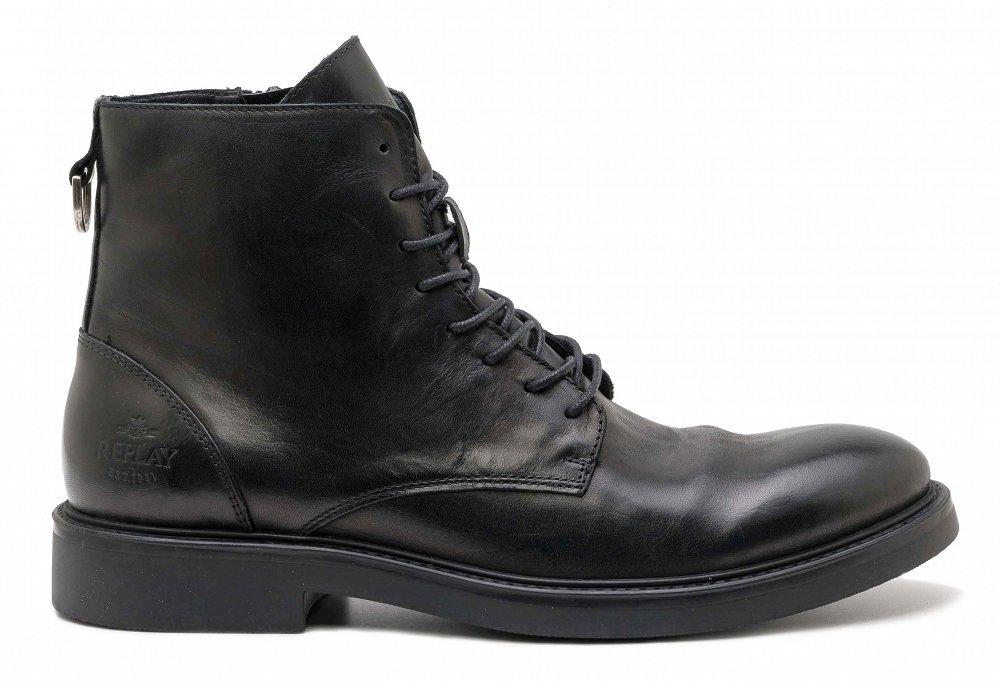Replay Ανδρικό Δερμάτινο Μποτάκι Miles Boot RC1C0001L 0003 Μαύρο