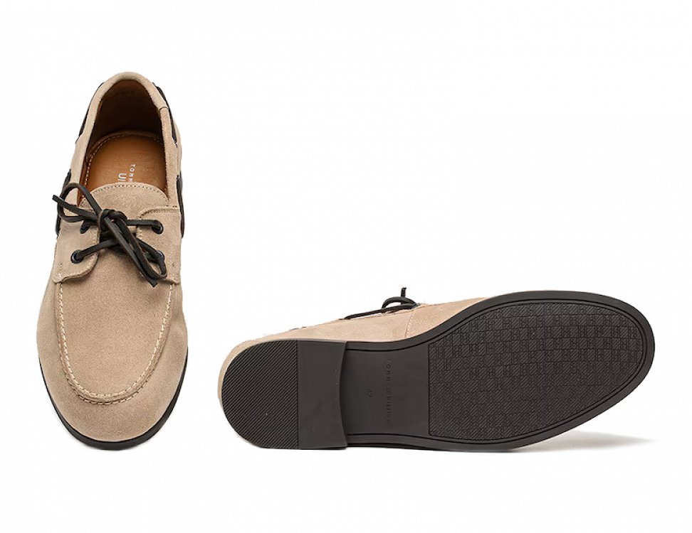 Tommy Hilfiger Ανδρικό Δερμάτινο Boat Shoe FM0FM05863 AFE Μπεζ