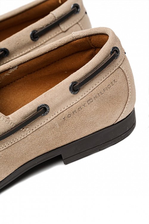 Tommy Hilfiger Ανδρικό Δερμάτινο Boat Shoe FM0FM05863 AFE Μπεζ