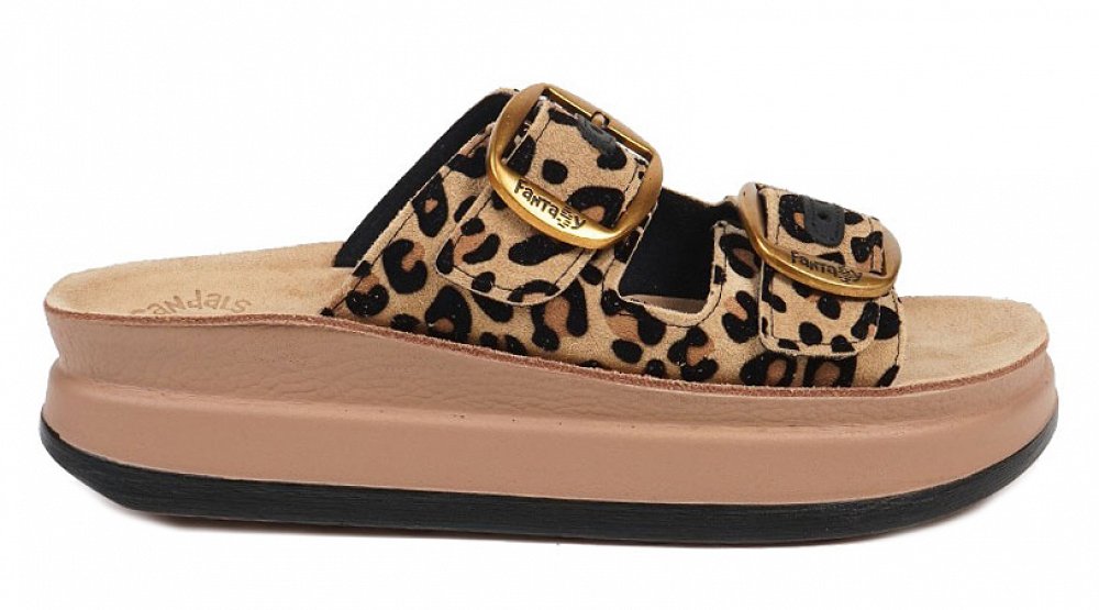 Fantasy Sandals Γυναικεία Πέδιλα Zefi S1100 Leopard Velvet