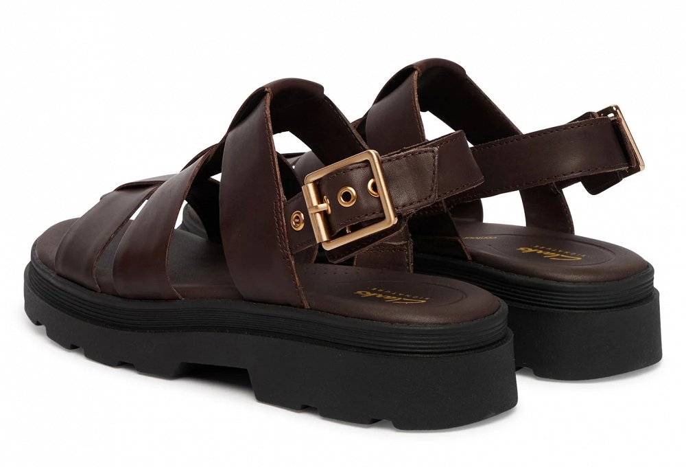 Clarks Γυναικείο Δερμάτινο Flat Πέδιλο Orinoco3 Strap 26186095 Καφέ
