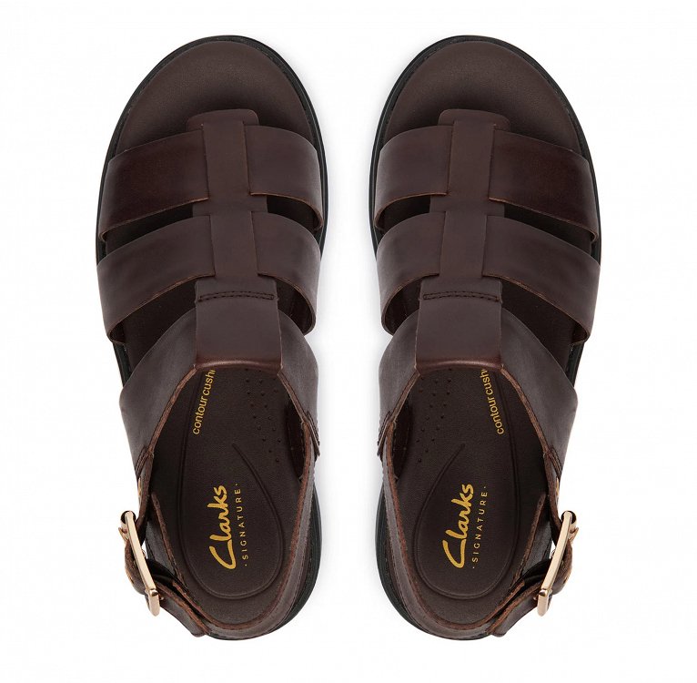 Clarks Γυναικείο Δερμάτινο Flat Πέδιλο Orinoco3 Strap 26186095 Καφέ