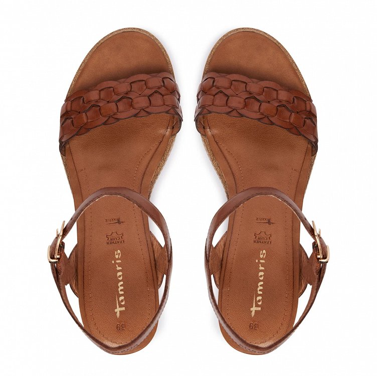 Tamaris Δερμάτινη Πλατφόρμα 1-28334-46 305 Cognac