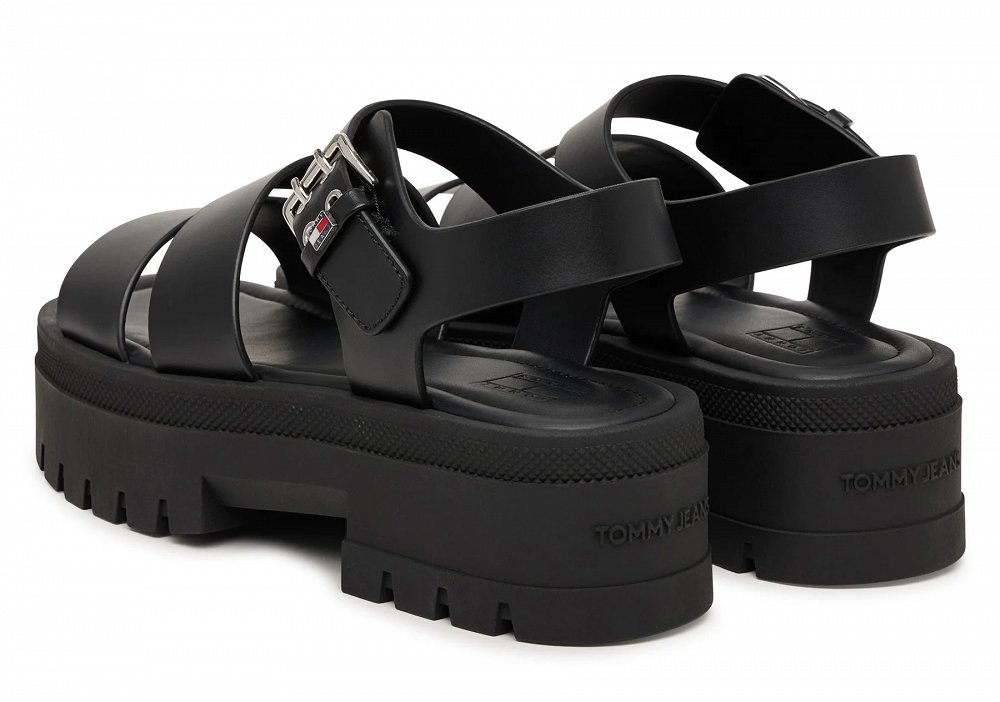 Tommy Hilfiger Σανδάλια Tjw Straps Leather Max Sandal EN0EN02944 BDS Μαύρο