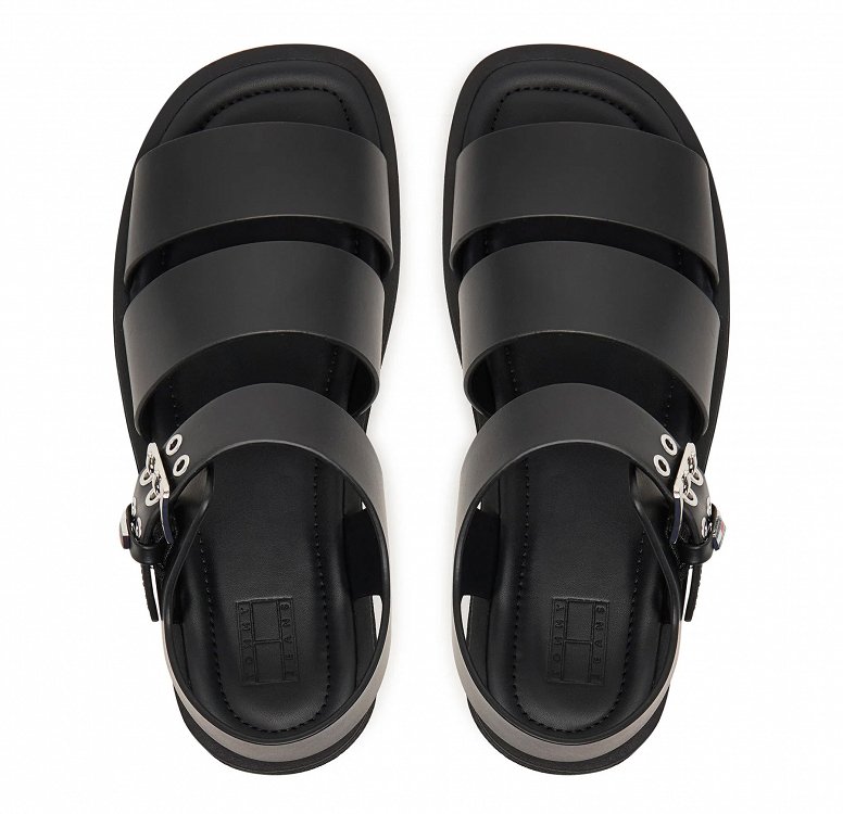 Tommy Hilfiger Σανδάλια Tjw Straps Leather Max Sandal EN0EN02944 BDS Μαύρο