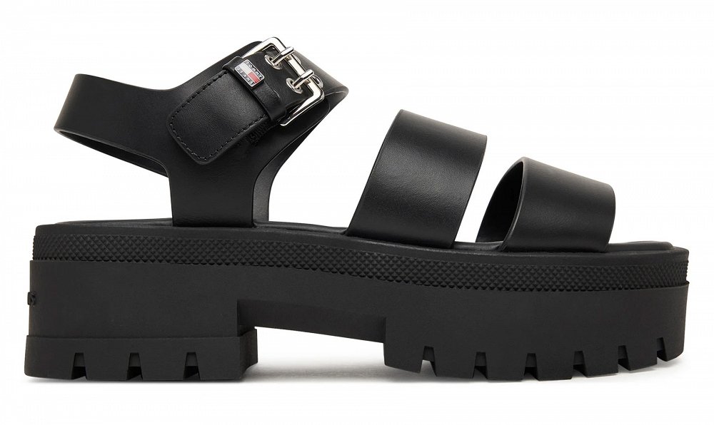 Tommy Hilfiger Σανδάλια Tjw Straps Leather Max Sandal EN0EN02944 BDS Μαύρο