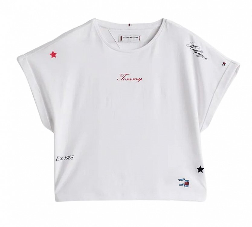 Tommy Hilfiger Παιδικό T-Shirt Για Κορίτσια KG0KG08300s YBR Λευκό