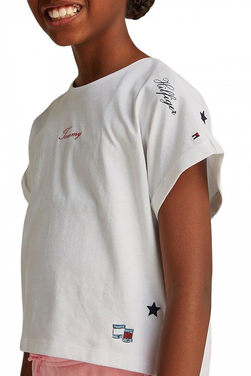 Tommy Hilfiger Παιδικό T-Shirt Για Κορίτσια KG0KG08300s YBR Λευκό