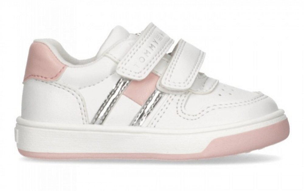 Tommy Hilfiger Kids Flag Low Cut Velcro Sneaker T1A9-32957-1355 X134 Λευκό/Ροζ