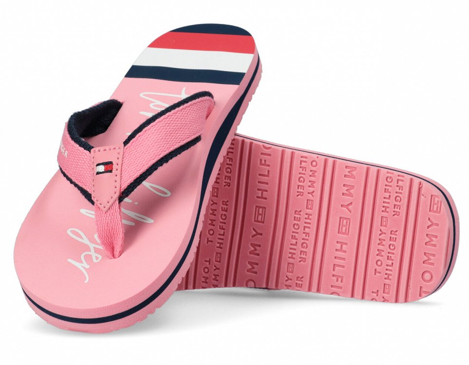 Tommy Hilfiger Logo Print Flip Flop T3A0-30883-0058 302 Pink