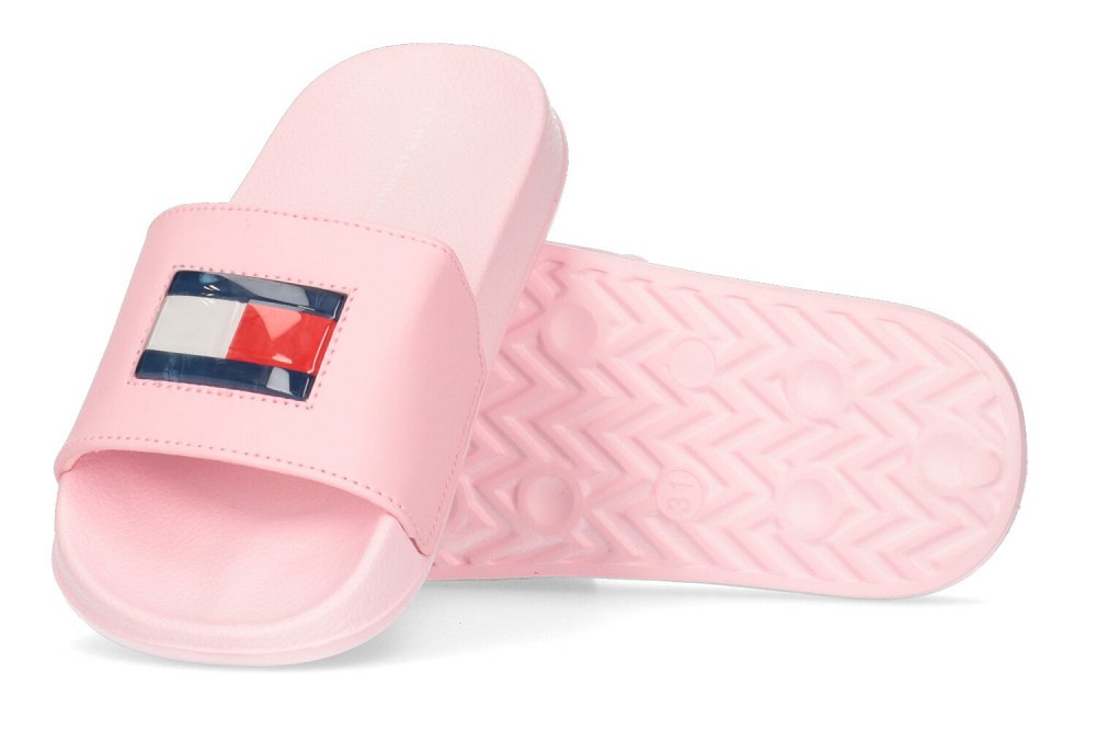 Tommy Hilfiger Flag Print Pool Slide T3A0-32795-1172 302 Pink