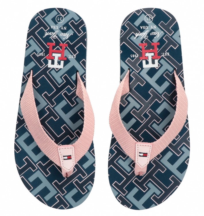 Tommy Hilfiger Logo Flip Flop T3A8-32786-0058 X893 Blue/Pink