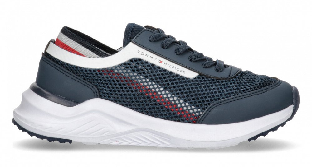 Tommy Hilfiger Kids Stripes Low Cut Lace-Up Sneaker T3B9-33395-1697 800 Blue