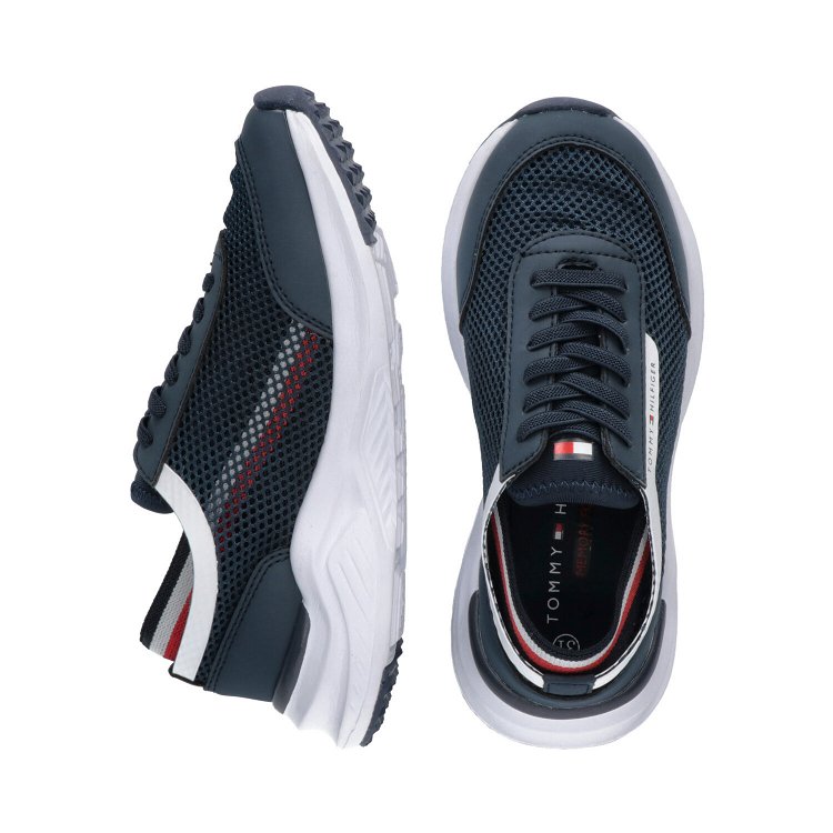 Tommy Hilfiger Kids Stripes Low Cut Lace-Up Sneaker T3B9-33395-1697 800 Blue