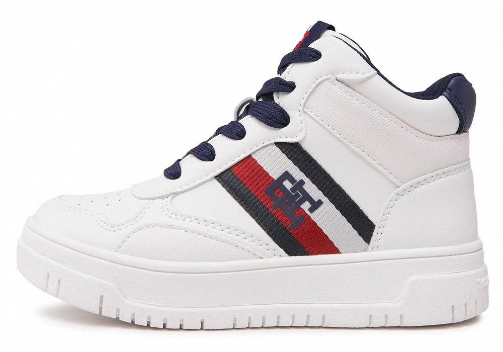 Tommy Hilfiger Kids High Top Lace Sneaker T3X9-33121-1355 A473 Λευκό