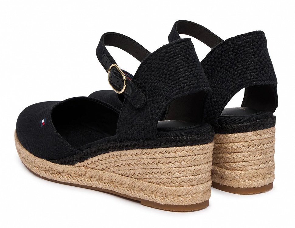 Tommy Hilfiger Εσπαντρίγιες Mid Wedge Espad Closed Toe FW0FW09233 BDS Μαύρο