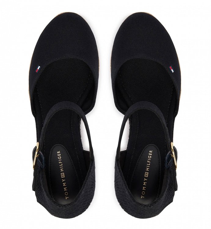 Tommy Hilfiger Εσπαντρίγιες Mid Wedge Espad Closed Toe FW0FW09233 BDS Μαύρο