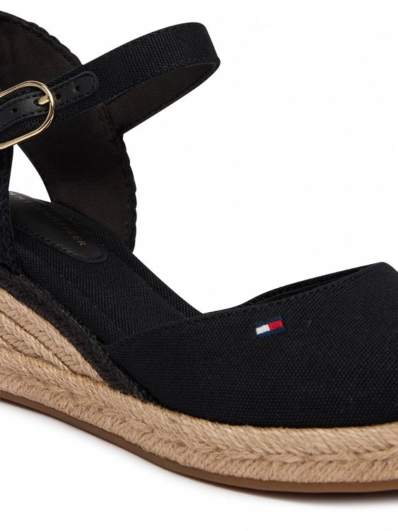 Tommy Hilfiger Εσπαντρίγιες Mid Wedge Espad Closed Toe FW0FW09233 BDS Μαύρο