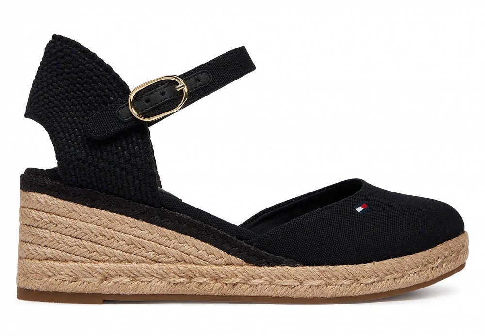 Tommy Hilfiger Εσπαντρίγιες Mid Wedge Espad Closed Toe FW0FW09233 BDS Μαύρο