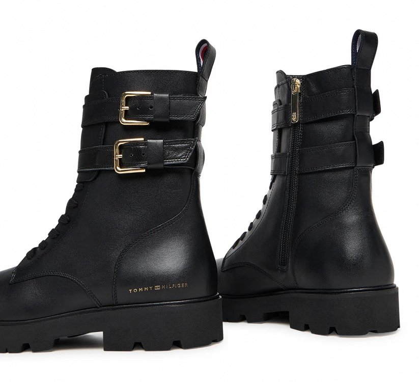 Tommy Hilfiger Γυναικείο Δερμάτινο Μποτάκι FW0FW08986 BDS Μαύρο