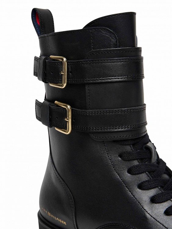 Tommy Hilfiger Γυναικείο Δερμάτινο Μποτάκι FW0FW08986 BDS Μαύρο