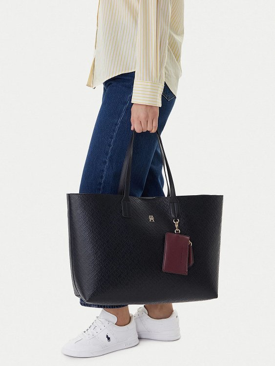 Tommy Hilfiger Τσάντα Th Icon Tote Mono AW0AW18174 DW6 Μπλε