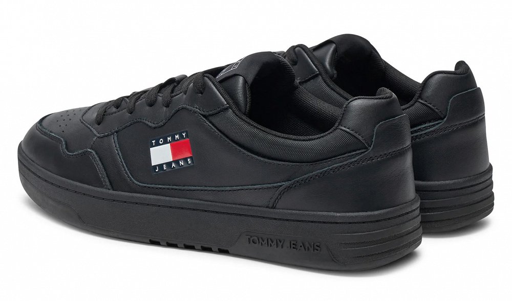 Tommy Hilfiger Ανδρικό Δερμάτινο Sneaker EM0EM01443 BDS Μαύρο