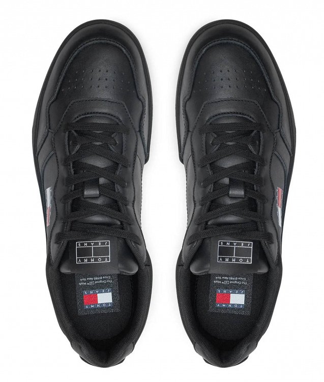 Tommy Hilfiger Ανδρικό Δερμάτινο Sneaker EM0EM01443 BDS Μαύρο