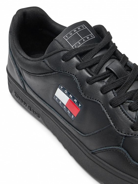 Tommy Hilfiger Ανδρικό Δερμάτινο Sneaker EM0EM01443 BDS Μαύρο