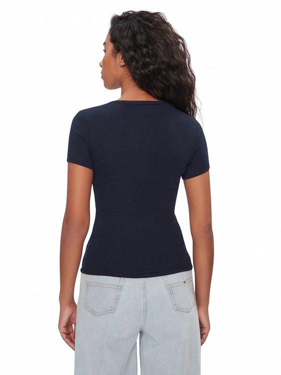 Tommy Hilfiger Γυναικείο T-Shirt Slim Badge Rib Tee DW0DW17881 C1G Μπλε