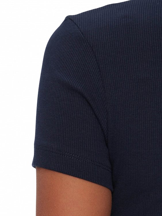 Tommy Hilfiger Γυναικείο T-Shirt Slim Badge Rib Tee DW0DW17881 C1G Μπλε