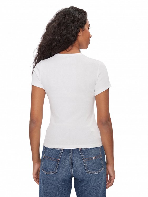 Tommy Hilfiger Γυναικείο T-Shirt Slim Badge Rib Tee DW0DW17881 YBL Λευκό