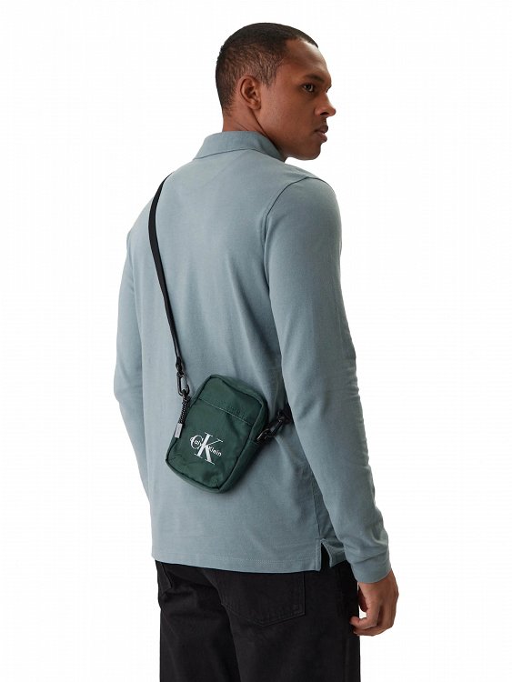 Calvin Klein Ανδρικό Τσαντάκι Bold Logo Nylon Slim Reporter LV04D3231G 60S Πράσινο