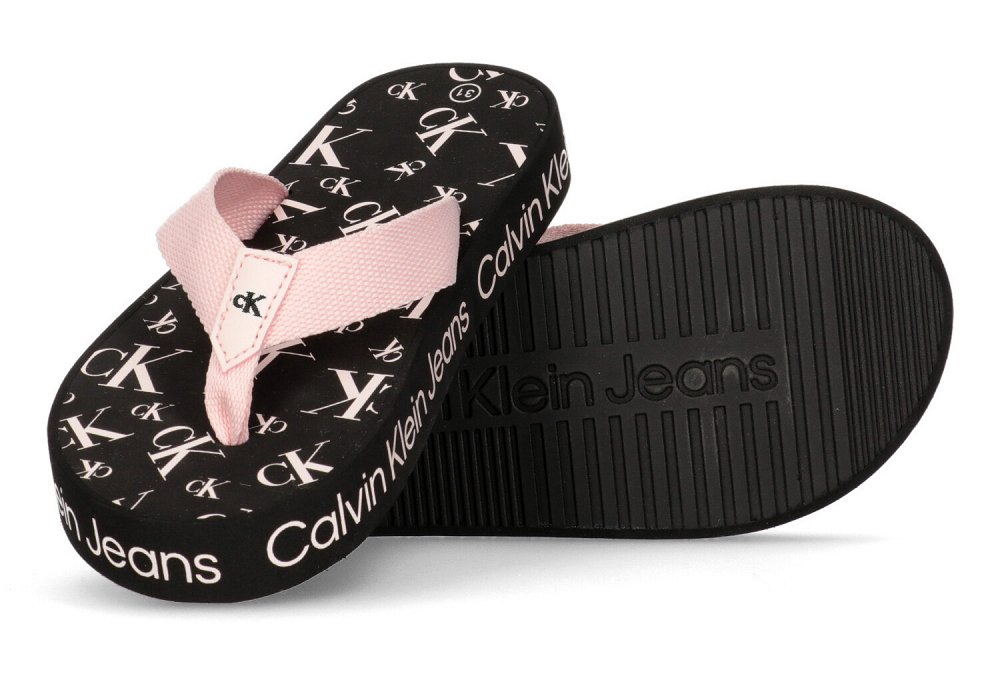 Calvin Klein Kids Logo Print Flip Flop V3A8-80520-0058 302 Pink