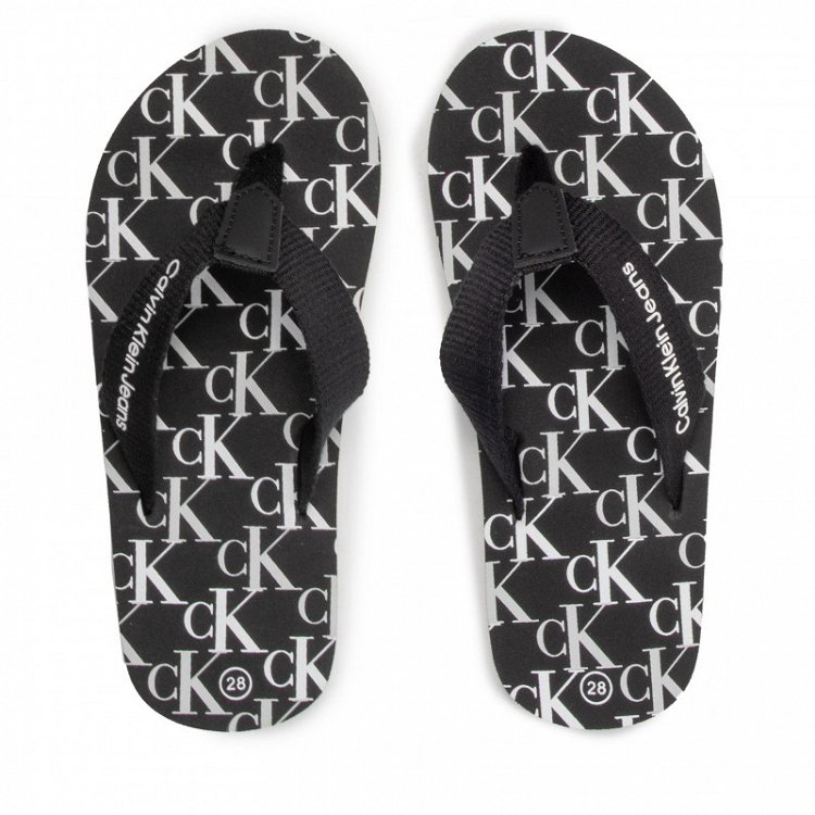 Calvin Klein Kids Logo Print Flip Flop V3X8-80156 0058 999 Black