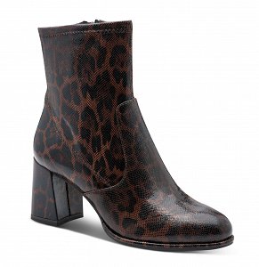 Tamaris Γυναικείο Μποτάκι Με Τακούνι 1-25057-43 389 Mocca Leopard