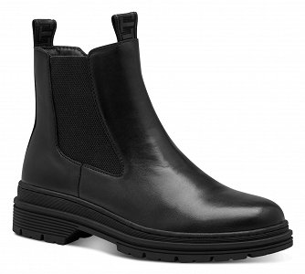 Tamaris Δερμάτινο Μποτάκι 1-25436-41 003 Black Leather