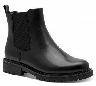 Jana 100% Comfort Γυναικείο Δερμάτινο Μποτάκι Flat 8-25700-45 001 Μαύρο