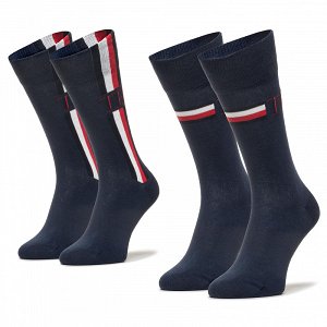 Tommy Hilfiger Σετ 2 Ζευγάρια Ανδρικές Κάλτσες Ψηλές 100001492 002 Navy