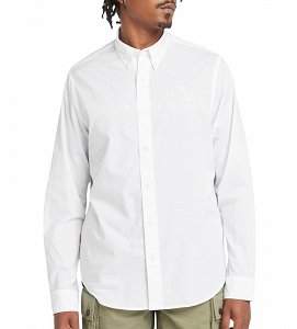 Timberland Ανδρικό Πουκάμισο Stretch Poplin A6GRH 100 Λευκό