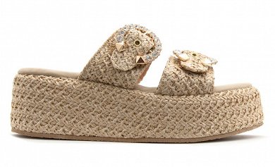 Mariella Fabiani Raffia Strass Flatform 2503-05 Μπεζ