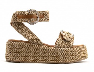 Mariella Fabiani Raffia Strass Flatform Sandal 2505-05