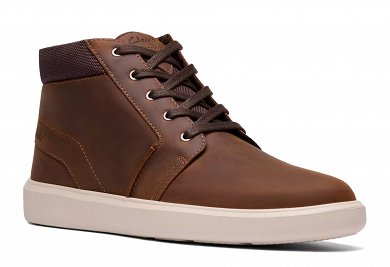 Clarks Ανδρικά Δερμάτινα Μποτάκια Brodin Mid 26185511 Καφέ