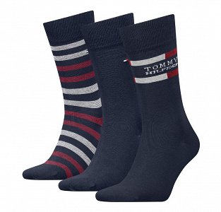 Tommy Hilfiger Σετ 3 Ζευγάρια Ψηλές Κάλτσες 701235376 001 Μπλε