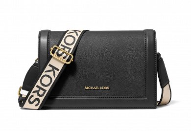 Michael Kors Jet Set Large Saffiano Leather Crossbody Bag 38F5GJ6C6L Μαύρο