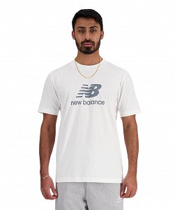 New Balance Ανδρικό Stacked Logo T-shirt MT41502 Λευκό Regular Fit