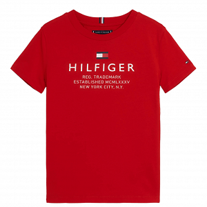 Tommy Hilfiger th Logo Tee Desert Sky Deep Crimson KB0KB08201 XNL Red